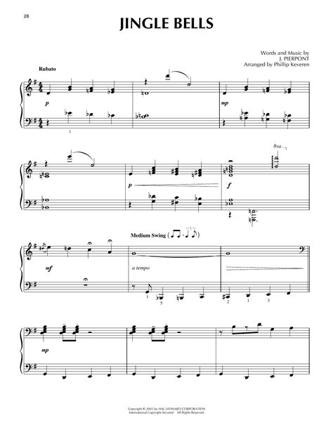 Jingle Bells [jazz Version] Arr Phillip Keveren By J Pierpont Sheet