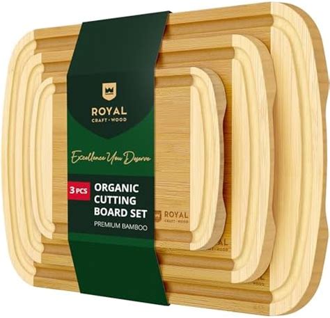 ROYAL CRAFT WOOD Lot de 3 planches à découper de luxe pour cuisine