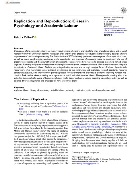 PDF Replication And Reproduction Crises In Psychology And Academic