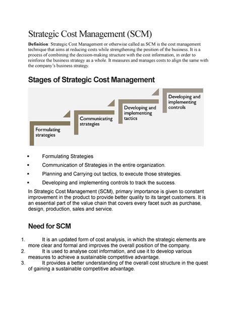 Strategic Cost Management It Is A Process Of Combining The Decision