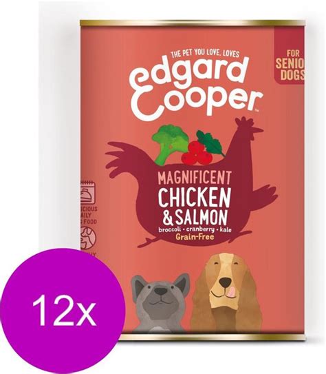 Edgard And Cooper Blik Chicken Salmon Senior Hondenvoer 12 X Kip Zalm