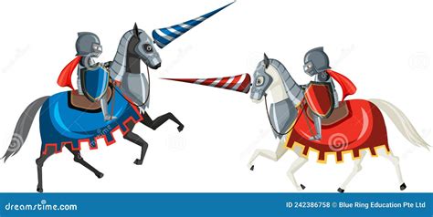 Medieval Knight Jousting Tournament on White Background Stock Vector ...