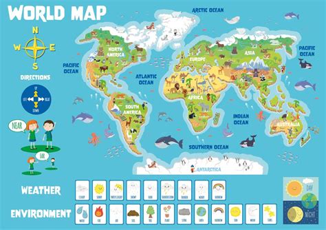 School World Map Wall Display For Early Years And Young Learners