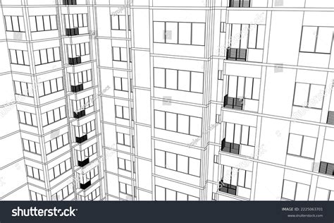 Architectural Apartment Perspective 3d Line Drawing Stock Vector (Royalty Free) 2225063701 ...