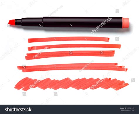 Red Highlighter Pen Doodles Isolated On Stock Photo