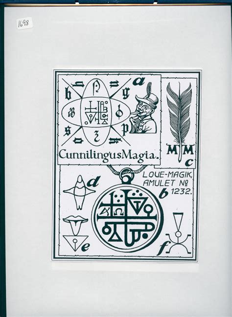 R Print With Cunnilingus Feather Pendant With Sigils