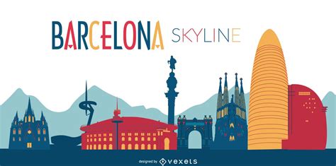 Barcelona City Skyline Vector for Free Download | FreeImages