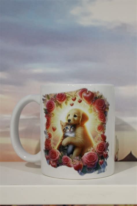 Lot de 4 mugs Chatons chiots Mes créations a imprimer