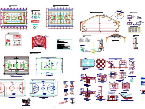 Galpão e quadra poliesportiva em AutoCAD CAD 1 99 MB Bibliocad