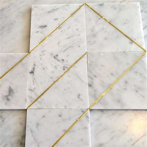 Brass Inlay Marble Tiles With Gold Lines