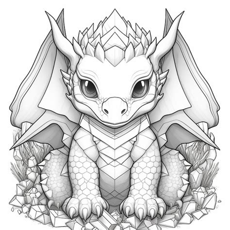 Premium Ai Image A Drawing Of A Dragon Sitting On A Pile Of Rocks