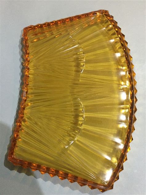 Vintage Art Deco Amber Glass Dressing Table Set Ebay