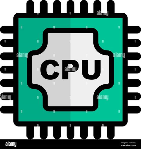 Modern CPU Icon Cpu Chip Electronic Component Editable Vector Stock