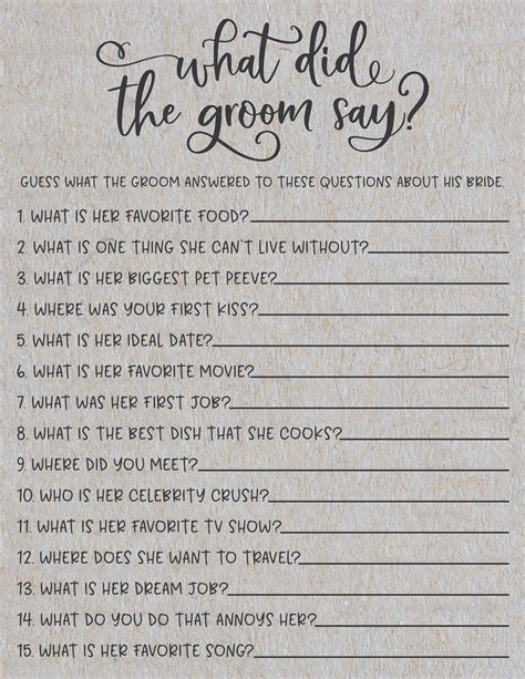 What Did The Groom Say Game Free Printable Printable Templates Your