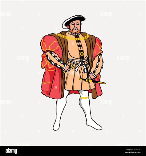 Henry VIII, England king clipart, cartoon character illustration vector ...