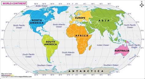 Find World Continent Map Showing All The Continents Political