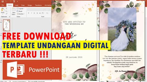 FREE TEMPLATE UNDANGAN PERNIKAHAN DIGITAL PPT TEMA AR7 ADA FOTO