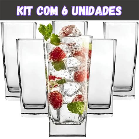 Jogo De Copo Quadrado - Jogo de Copos de Vidros Quadrado Transparente Texas 320ml 6 Unidades ...