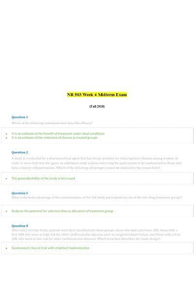 NR 503 Midterm Exam Real Exam Correct Answers Questions Highlighted