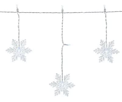 Winter Wonder Lane Cool White Snowflake LED Icicle Light Set, 30-Lights ...