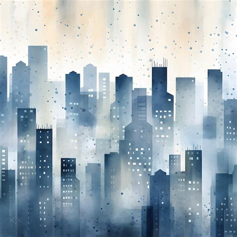 Premium AI Image Watercolor Ombre Minimalist City