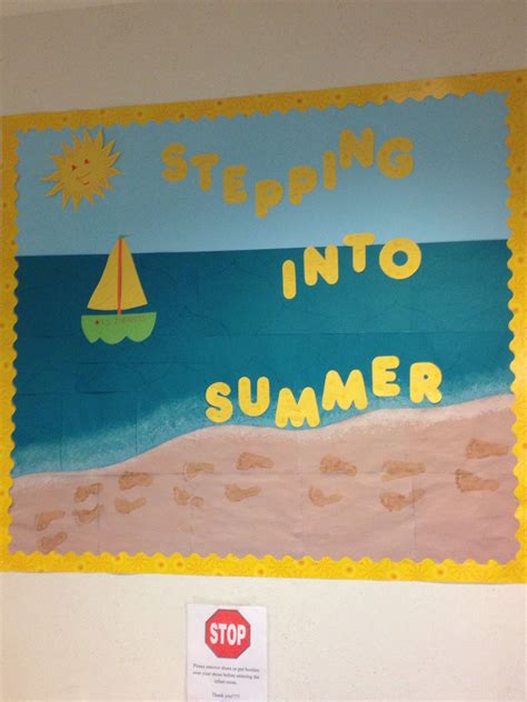 Summer Bulletin Board Use Kids Footprints To Make Footprints In The