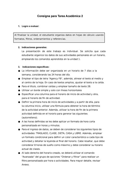 Consigna Tarea Academica Consigna Para Tarea Acad Mica Logro