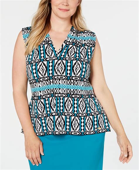 Calvin Klein Plus Size Sleeveless Printed Top Macys