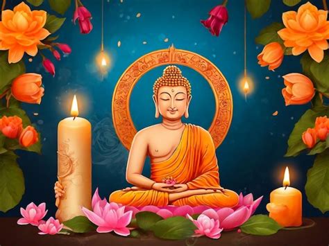 Premium Photo A Painting Of Buddha Sitting In Front Of A Burning Candle