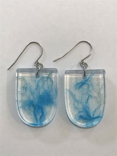 Ocean Blue Earrings Made With Frayed Synthetic Rope Nu4U