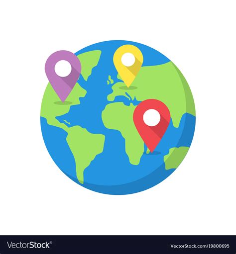 World Map With Destination Pins Royalty Free Vector Image