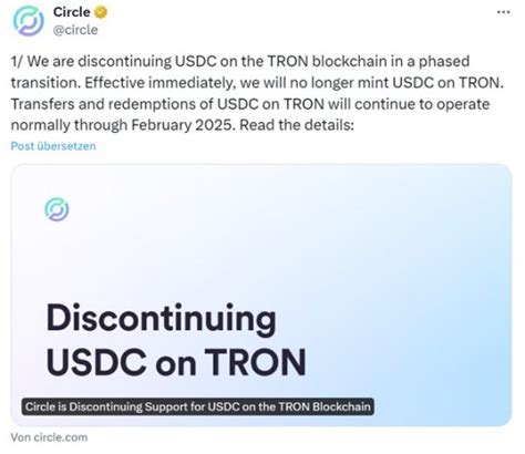 Circle USDC On Tron Will Get Phased Out BitcoinVN News