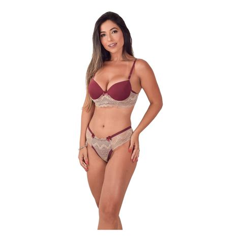 Kit Conjuntos De Lingerie Bojo Luxo Suti E Calcinha Em Poliamida