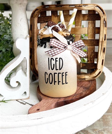 Mini Ceramic Iced Coffee Mason Jar Mini Coffee Decor For Tiered Tray