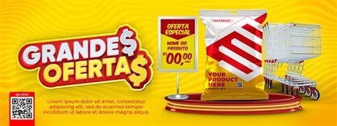 Post Banner Supermercados Grandes Oferta Fundo Amarelo Social Media Psd