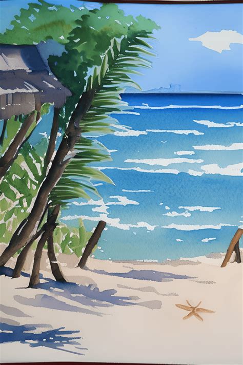 Watercolor Beach Scene · Creative Fabrica