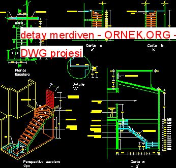 Detay Merdiven Dwg Projesi Autocad Projeler