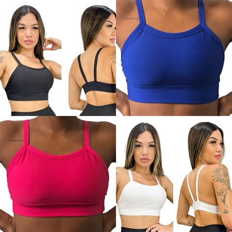 Top Cropped Academia Fitness Forro Cores Shopee Brasil