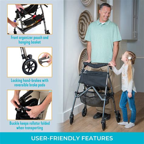 Stander Ez Fold N Go Rollator Lightweight Folding Mobility Rolling