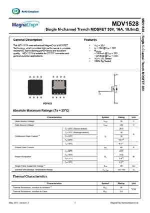 MDV1528 MOSFET Datasheet Pdf Equivalent Cross Reference Search