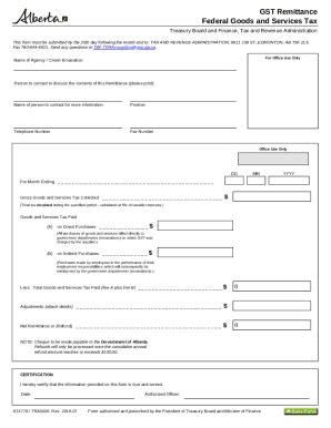 Fillable Online GST Remittance Federal Goods And Services Tax To Be