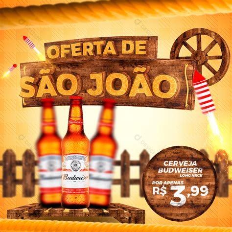 Oferta De São João Cerveja Budweiser Social Media Psd Editável