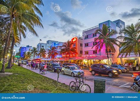 Ocean Drive In South Beach Miami Editorial Photo Image Of Evening