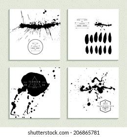 Inkblot Collection Set Four Cards Vector Stock Vector Royalty Free