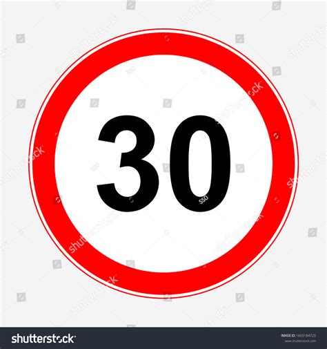 Road Sign Maximum Speed 30 Km H Speed Limit Royalty Free Stock Vector 1603184725