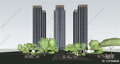 现代高层住宅su模型下载【id1127394428】知末su模型网