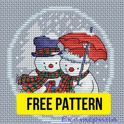 Snowmen Couple Free Cross Stitch Pattern Christmas Designs Cross Stitch Cross Stitch