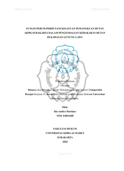 FUNGSI PERUM PERHUTANI KESATUAN PEMANGKUAN HUTAN KPH SURAKARTA DALAM