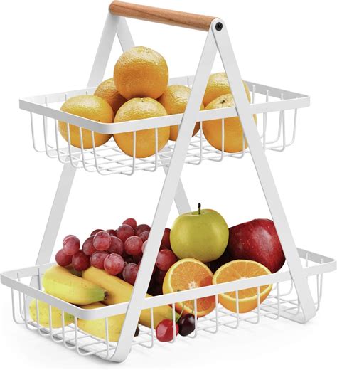 2 Tier Fruit Basket Metal Fruit Bowl Bread Baskets