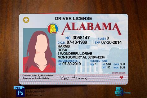 Alabama Driver License Template Psd Stores